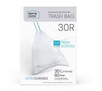Home Zone Living 8 Gallon Kitchen Trash Bags with Drawstring Handles, Heavy Duty Custom Fit Design for 30 Liter Dual Recycling Liners, Code 30R, 60-Count