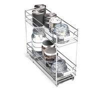 Home Zone Living Pull Out Kitchen Cabinet Organizer with Two Tiers of Storage, 7” W x 20” D