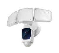 Home Zone Security Triple Head Floodlight Camera - Smart 2.4 GHz 1080P Outdoor Hardwired 3500 Lumen LED Flood Light Camera with 128GB Local Storage Included, White