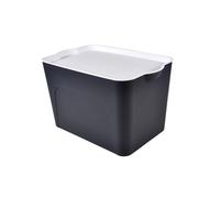 Homéa, Bo x with Lid White Plastic 26L 40 x 27 x H 24.5 cm Anthracite