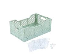 Homéa Foldable and stackable crate, Size L (40 x 30 x 17 cm), Celadon