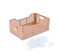 Homéa Foldable and stackable crate, Size L (40 x 30 x 17 cm), Granite Pink