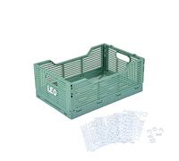 Homéa, Foldable crate size M 30 x 20 x h, 11.5 cm stackable sage