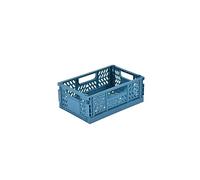 Homéa, Foldable Crate Size S 21 x 14.5 x 8 cm Stackable Mineral Blue