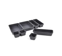 Homéa, Set of 8 Plastic Drawer Organiser Lockers Adjustable Anthracite