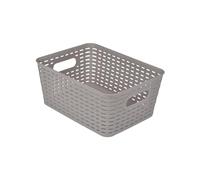 Homéa, Woven Plastic Basket 9L 30 x 23 x H 13 cm Taupe