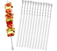 Homealexa 15" BBQ Skewers, Stainless Steel Flat Kebab Skewers Set of 20, Reusable with Storage Bag for Outdoor BBQ, Family Party, Shish Kabob