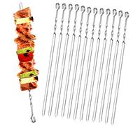 Homealexa 15 Inches BBQ Skewers, 20 PCS Metal Kebab Skewers Stainless Steel Set, Reusable Flat Metal Skewers, with Bag, Metal Kebab Sticks BBQ Skewers for Outdoor BBQ, Family Party, Shish Kabob