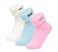 Homealexa 3 Pairs Slipper Fluffy Socks for Women and Ladies Men, Winter Heat Holding Sock Knitted Socks Warm Cotton Fuzzy Bed Slippers
