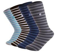 Homealexa 4 Pack Crew Socks Women or Men's Fun Dress Socks Colorful Funky Streaks Patterned Cotton