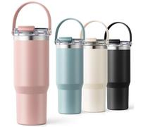 Homealexa Insulated Tumbler 900ml/30oz 304 Stainless Steel, Double Wall Vacuum Design with Leak-Proof Lid and Straw, Perfect for Cold & Iced Beverages Pink