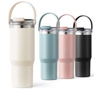 Homealexa Insulated Tumbler 900ml/30oz 304 Stainless Steel, Double Wall Vacuum Design with Leak-Proof Lid and Straw, Perfect for Cold & Iced Beverages White