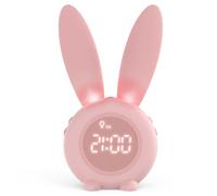 Homealexa Kids Alarm Clock, Girls and Boys Alarm Clock Digital for Bedroom, Rabbit Alarm Clock, LED Wake Up Light Girls Alarm Clock, Bedside Clock (Pink)