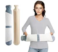 Homealexa Long Hot Water Bottle with Hand Pocket Cover, 2L Large Rubber Hot Water Bottles with Zipper Cover Easy Take on/Off, Extra Big Wearable Hot Water Bag for Relief Pain Waist Neck