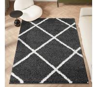 homeart Area Rug - Super Soft Geometric Shaggy Rugs For The Living Rooms, Bedrooms And Kitchen - Modern, Easy To Clean Carpet(Diamond Smoky Grey - 160x230 cm)