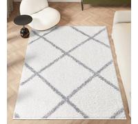 homeart Area Rug - Super Soft Geometric Shaggy Rugs For The Living Rooms, Bedrooms And Kitchen - Modern, Easy To Clean Carpet(Diamond White - 140x200 cm)