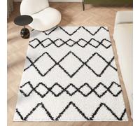 homeart Area Rug - Super Soft Geometric Shaggy Rugs For The Living Rooms, Bedrooms And Kitchen - Modern, Easy To Clean Carpet(Herringbone White/Black Line - 180x270 cm)