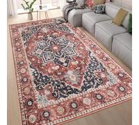homeart Machine Washable Rug -%63 Cotton, Low Pile Carpet with Non Slip Backing - Non-Shedding Area Rugs for Living Room, Bedroom, Kitchen, Dining Room, Hallway - Elegance Navy Terra, 120x170 cm