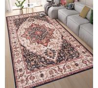 Homeart Machine Washable Rug Cotton, Low Pile Carpet With Non Slip Backing Non-Shedding Area Rugs Elegance Brown Beige, 160X230 Cm