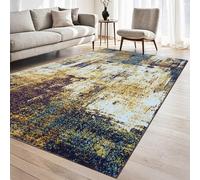 homeart Marlow Modern Abstract Area Rug Super Soft Sustainable Neutral Woven Carpet with Bold Patterned Design Durable Indoor Rug for Living Room Bedroom Entrance Kid Pet Friendly Yellow 80x150