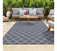 homeart Outdoor Rugs | Easy-Cleaning Indoor & Outdoor Area Rugs for Porch, Deck, Balcony, Garden, Picnic, Kitchen, Hallway | UV & Weather-Resistant Large Patio Rug Mats | D.Blue Cream, 200 x 290 cm