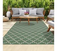 homeart Outdoor Rugs | Easy-Cleaning Indoor & Outdoor Area Rugs for Porch, Deck, Balcony, Garden, Picnic, Kitchen | UV & Weather-Resistant Large Patio Rug Mats Green Cream Classic, 80 x 150 cm