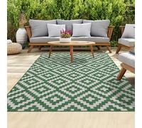 homeart Outdoor Rugs | Easy-Cleaning Indoor & Outdoor Area Rugs for Porch, Deck, Balcony, Garden, Picnic, Kitchen, Hallway | UV & Weather-Resistant Large Patio Rug Mats Green Cream, 160 x 230 cm