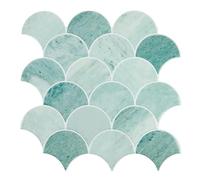 HOMEART Peel and Stick Backsplash Fish Scale Tile, Removable Renter Friendly Backsplash 3D Adhesive Stick on Wall Tiles for Kitchen Bathroom (10 Sheets, Marble Green)