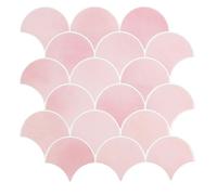 HOMEART Pink Peel and Stick Backsplash Fish Scale Tile, Removable Renter Friendly Backsplash 3D Adhesive Stick on Wall Tiles for Kitchen Bathroom (10 Sheets)
