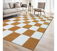homeart Plaid Area Rug - Super Soft & Sustainable Woven Carpet with Modern Checkered Design, Durable Indoor Rug for Living Room, Bedroom & Entrance, Kid & Pet Friendly Gold 120x170