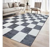 homeart Plaid Area Rug - Super Soft & Sustainable Woven Carpet with Modern Checkered Design, Durable Indoor Rug for Living Room, Bedroom & Entrance, Kid & Pet Friendly Grey 60x110