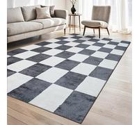 homeart Plaid Area Rug - Super Soft & Sustainable Woven Carpet with Modern Checkered Design, Durable Indoor Rug for Living Room, Bedroom & Entrance, Kid & Pet Friendly Grey 120x170