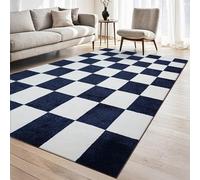 homeart Plaid Area Rug - Super Soft & Sustainable Woven Carpet with Modern Checkered Design, Durable Indoor Rug for Living Room, Bedroom & Entrance, Kid & Pet Friendly Dark Blue 160x230