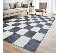 homeart Plaid Area Rug - Super Soft & Sustainable Woven Carpet with Modern Checkered Design, Durable Indoor Rug for Living Room, Bedroom & Entrance, Kid & Pet Friendly Grey 80x150