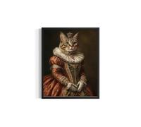 HomeArtPrint Medieval Cat Art Poster Print, Cat Kitten Painting Humor Portrait Pet Artwork Decor Gallery A8 (20" L x 16" W, Unframed)