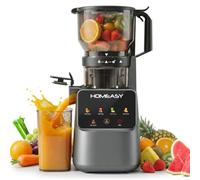 HOMEASY Cold Press Juicer, 150mm Large Feed Chute for Whole Fruits & Vegetables, 300W Smart Display Slow Masticating Juicer, Low Noise, Openable Pulp Outlet, Easy Clean, High Juice Yield