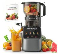 HOMEASY Cold Press Juicer, 150mm Large Feed Chute for Whole Fruits & Vegetables, 300W Smart Display Slow Masticating Juicer, Low Noise, Openable Pulp Outlet, Easy Clean, High Juice Yield