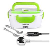 homeasy Electric Lunch Box, 80W 3 in 1 Food Heater Warmer 1.5L Removable Food-Grade Stainless Steel Container Portable for Car, Office, School and Home Use 220V/12V/24V (Green)