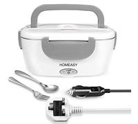 homeasy Electric Lunch Box, 80W 3 in 1 Food Heater Warmer 1.5L Removable Food-Grade Stainless Steel Container Portable for Car, Office, School and Home Use 220V/12V/24V (Grey)