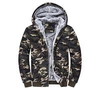 HOMEBABY Mens Camouflage Fleece Zipper Jacket Hooded,Boys Casual Hoodie Winter Warm Sweater Outwear Coat Warm-up Top Oversized