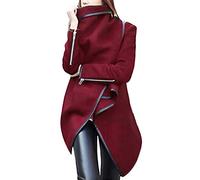 HOMEBABY Plus Size Womens Long Warm Coat Wool Jacket Parka Windbreaker Winter Warm Coat Parka Long Sleeve Ladies Jacket Outwear Coats UK 8-22 Wine