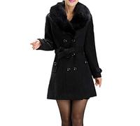 HOMEBABY Plus Size Womens Vintage Winter Lapel Wool Coat Faux Fur Collar Jacket Long Sleeve Cardigan Ladies Classic Winter Warm Parka Outwear Coats UK 8-22 Black