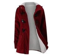 HOMEBABY Women Warm Long Jacket Ladies Thick Parka Overcoat Winter Windbreaker Outwear Casual Sweatshirt Long Hoodies Coat Solid Hooded Pocket Long Cotton Coat Elegant Cardigans (UK:16, Red)
