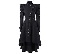 HOMEBABY Womens Vintage Steampunk Long Coat Tuxedo Gothic Overcoat Ladies Retro Jacket Classic Blazer Suit Warm-up Cardigan Outwear Black
