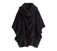 HOMEBABY Womens Winter Warm Turtleneck Big Pockets Cloak Coats Classic Shawl Jacket Casual Ladies Thick Long Sleeve Faux Fur Fluffy Fleece Warm-up Cardigan Outwear Black