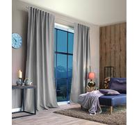 HOMEbasics 085960-0911 Thermal Curtain with Combination Band, Polyester, Natural, 225 x 135 cm