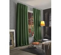 HOMEbasics Acustico 85970 Acoustic Curtain with Dim-Out Fabric, Colour: Olive, Size: 245 x 135 cm