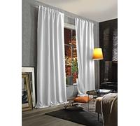 HOMEbasics ACUSTICO Acoustic Curtain Plain Noise, Heat, Cold and Draught Protection + Darkening Wool White/Light Grey 160 x 135 cm