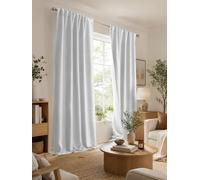 HOMEbasics Acustico Acoustic Curtain Plain Noise, Heat, Cold and Draught Protection + Darkening, Wool White/Light Grey, 245 x 135 cm