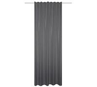 HOMEbasics Oxford 085980-8001 Combination Band Curtain Plain Decorative Fabric Linen Structure Anthracite 245 x 135 cm